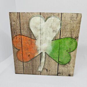 Handcrafted Home Decor St Patrick's Day Flag Clover Mini Wood Sign Shelf Sitter
